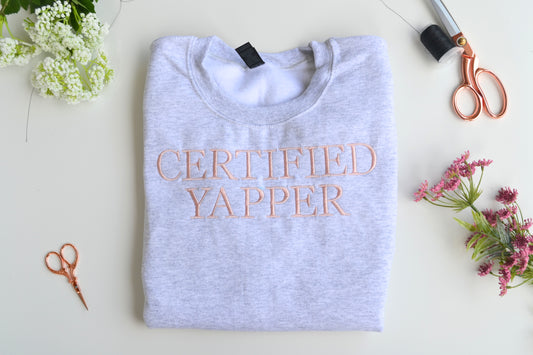 Certified Yapper Embroidered Crewneck